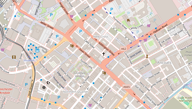 Map showing First Floor, Swan Buildings, 20 Swan Street, Manchester, M4 5JW