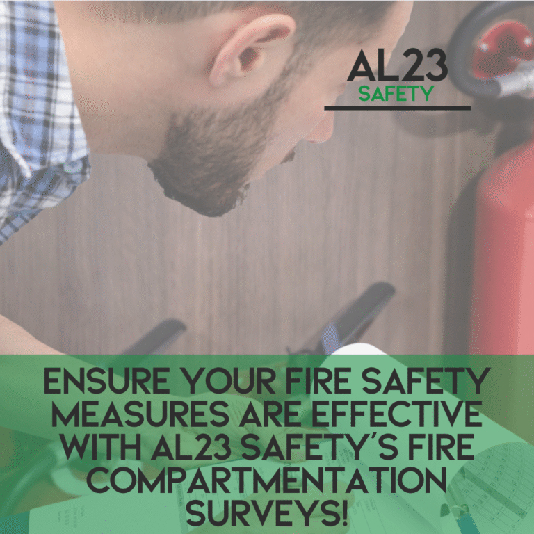 Fire compartmentation is a critical component in the realm of fire safety management, designed to contain and control fires through physical barriers. Effective compartmentation not only enhances safety for building occupants but also significantly reduces the financial implications of fire damage. This blog explores the essentials of fire compartmentation, how to conduct a thorough survey, the legal requirements in the UK, common weaknesses found, and practical solutions to enhance your current fire safety strategy. Understanding Fire Compartmentation The principle behind fire compartmentation is simple: confining a fire to its room or area of origin prevents it from spreading through the entire building. Fire-resistant barriers, such as walls, floors, and doors, are installed to delay and control the passage of smoke and flames, thereby allowing time for safe evacuation and reducing the overall damage. Legal Requirements in the UK UK fire safety regulations mandate that businesses undertake fire risk assessments and ensure effective compartmentation measures are in place. Failure to comply can lead to severe penalties, not to mention the catastrophic outcomes of an uncontrolled fire. Regular fire compartmentation surveys can enhance compliance and safeguard your organisation. Conducting a Fire Compartmentation Survey A thorough compartmentation survey typically involves: 1. Visual Inspections: Assessing existing fire-resistant barriers and their Condition 2. Documentation Review: Evaluating architectural plans and regulatory compliance 3. Risk Identification: Spotting potential breaches and weaknesses 4. Recommendations: Providing practical solutions to address identified issues Common Weaknesses Found in Fire Compartmentation Findings from surveys often reveal: - Openings in walls for service installations - Poorly sealed joints and gaps - Inadequate fire doors or damaged fire-resistant surfaces - Obstructions within escape routes Addressing these weaknesses is essential for enhancing the overall fire safety strategy. Practical Solutions To strengthen fire compartmentation, businesses should consider the following: 1. Regular Surveys: Schedule frequent compartmentation surveys to identify and rectify issues promptly. 2. Employee Training: Ensure staff are aware of fire safety protocols and the importance of maintaining compartmentation. 3. Maintenance Schedules: Implement a maintenance strategy to address wear and tear on fire-resistive barriers. Conclusion A robust fire compartmentation strategy is integral to protecting lives and assets. Partner with AL23 Safety to conduct comprehensive fire compartmentation surveys, ensuring that your building meets the highest safety standards and complies with UK regulations. It’s time to take proactive steps towards a safer work environment!