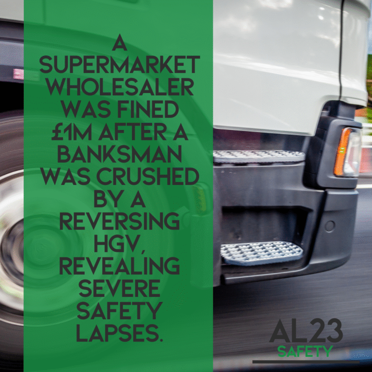 In light of the recent ruling against a wholesale supplier to supermarkets, the issue of workplace transport safety has come to forefront attention. The tragic death of a banksman during a routine delivery raises serious questions about risk management in high-stakes environments. According to the Health and Safety Executive (HSE), nearly a quarter of workplace fatalities are related to transport incidents, particularly those involving reversing vehicles. In this blog post, we’ll explore the vital importance of risk assessments, the need for effective training for banksmen, and the implementation of safe systems of work to prevent such tragedies in the workplace. Key elements of robust workplace transport policies include: 1. **Comprehensive Risk Assessments**: It is critical that specific, task-based risk assessments are conducted, particularly where vehicle reversing is involved. Businesses must identify hazards and implement measures to mitigate risks effectively. 2. **Effective Banksman Training**: Ensuring that banksmen are thoroughly trained in their role can be the difference between life and death. Training should cover the specific challenges associated with high-risk operations, including effective communication and positioning. 3. **Safe Systems of Work**: Companies must develop and enforce clear procedures that incorporate physical controls such as exclusion zones and defined routes for vehicles. This aids in separating pedestrian traffic from vehicle paths, significantly reducing risk. 4. **Ongoing Safety Audits**: Regular audits and reviews help identify potential weaknesses in protocols, ensuring that safety measures are continually assessed and improved upon. This proactive approach can prevent future incidents and maintain legal compliance. 5. **Employee Engagement**: Involve employees in safety audits and discussions. Their front-line experience can offer invaluable insights into potential risks and enhancements for safety procedures. By examining this recent case and the lessons learned, it becomes evident that no aspect of health and safety should be taken lightly. The consequences of inadequate safety measures can be devastating, affecting not only the individuals involved but also the organization's reputation and finances. At AL23 Safety, we’re committed to helping businesses implement tailored health and safety solutions that align with current regulations and best practices. Together, we can create safer work environments that protect lives and assets. Visit our services to learn how we can assist you in achieving the highest standards of health and fire safety.