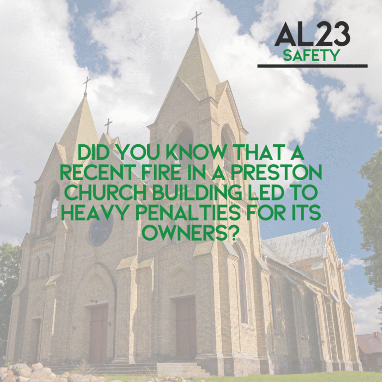The significance of adhering to fire safety regulations cannot be overstated, especially when we consider the recent prosecution of St Lukes (Preston) Ltd. After a serious fire incident in a converted church, the company and its director faced enormous fines amounting to £77,000 due to substantial fire safety violations. This event underscores the indispensable nature of robust fire safety protocols and compliance. In this blog, we delve into the details of this incident, exploring the causes of the fire and the critical failings revealed by the investigation. In addition, we will examine the legislative obligations imposed on property owners under the Regulatory Reform (Fire Safety) Order 2005 and provide guidance on best practices in fire risk management. Investing in fire safety is not solely about compliance; it is about protecting lives, safeguarding property, and maintaining the trust of your occupants. Regular fire risk assessments, employee training, and proper maintenance of fire safety systems are essential components of an effective safety strategy. Join us as we highlight how AL23 Safety can help you develop tailored fire safety solutions that keep your property compliant and, most importantly, safe for everyone involved. Learn more about our fire safety services, including fire risk assessment and safety management systems. Your compliance, safety, and peace of mind start with us!