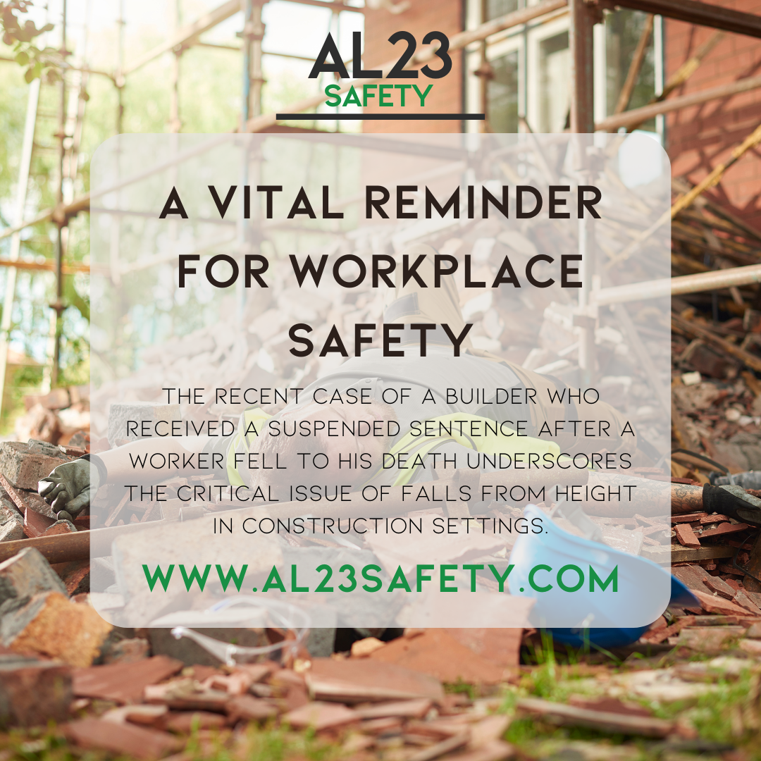 Creating Safer Workplaces: The Importance of Falls from Height Safety Protocols In the construction industry, the safety of workers is paramount, particularly when it comes to falls from height. Recent events have tragically illustrated the consequences of neglecting safety protocols, as highlighted by a recent case involving a builder in Reading who was sentenced after a worker fell to his death. This case serves as a crucial reminder of the legal and moral obligations employers have to protect their staff. Understanding the Risks Falls from height remain one of the most significant risks workers face in various industries. The Health and Safety Executive (HSE) reports that a substantial proportion of serious incidents are directly correlated with failed safety measures when working at height. As employers, it's essential to identify potential risks and implement adequate protections. Importance of Risk Assessments Conducting regular, thorough risk assessments is an effective way to manage and mitigate the risks associated with working at height. These assessments should evaluate possible fall hazards and ensure measures are in place to control these risks effectively. Developing Tailored Safety Solutions Every workspace is unique, and so are the risks associated with it. At AL23 Safety, we offer tailored safety solutions that address specific needs within your business. Our expert consultants will help you create a robust safety strategy that includes training, compliance checks, and ongoing risk management. Compliance with Legislation Adhering to health and safety legislation is not just a legal requirement; it's integral to fostering a culture of safety within your organisation. Familiarising yourself with the laws and regulations surrounding falls from height is the first step towards compliance. Training and Awareness An effective safety strategy also involves ongoing training and awareness programs to ensure all employees understand the risks and safety measures in place. Engaging your workforce in safety discussions encourages accountability and promotes a safer work environment. The Role of AL23 Safety With our dedicated team of health and fire safety specialists, AL23 Safety is here to assist you in achieving the highest standards of workplace safety. Our goal is to empower businesses with the knowledge and tools necessary to stay compliant and safeguarded against risks. If you're seeking support in developing your safety protocols or need advice regarding compliance, reach out to us today. Together, we can create safer workplaces and prevent tragedies like those we have seen in recent headlines.
