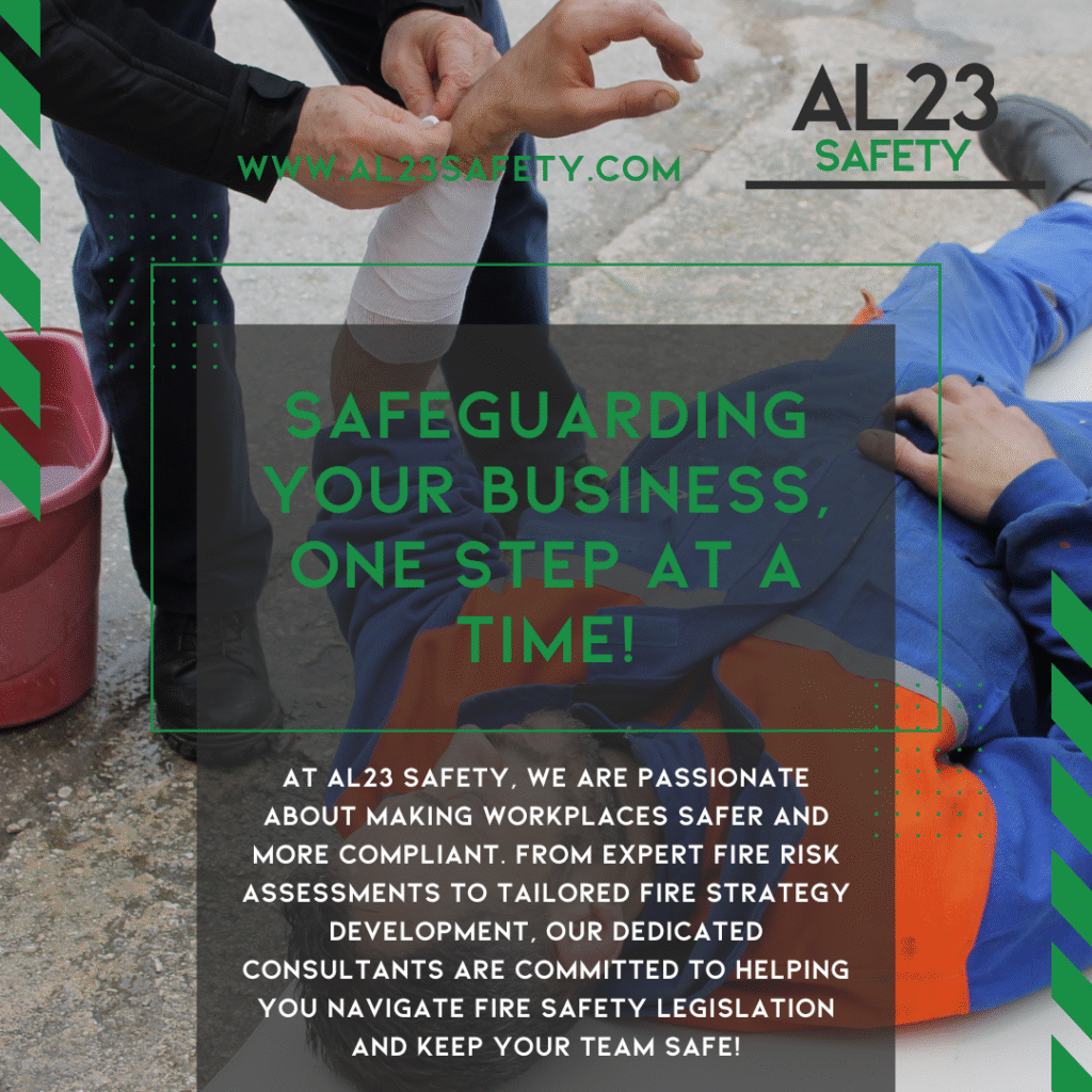 **Creating Safe Workplaces: Why AL23 Safety is Your Go-To Health and Fire Safety Consultant** In the ever-evolving landscape of workplace safety, ensuring a secure environment for employees is non-negotiable. For businesses in the UK, navigating health and fire safety regulations can be a complex challenge. At AL23 Safety, we specialise in providing a full suite of health and fire safety services that support your organisation in creating a compliant, productive, and safe workplace. Understanding the breadth of our services is essential for businesses that want not only to adhere to legal requirements but also to foster a culture of safety and wellbeing. Our hands-on experience and in-depth knowledge allow us to provide tailored solutions that address each organisation's unique risks. **What We Offer** At AL23 Safety, we cover a comprehensive range of safety services, including: 1. **Fire Risk Assessments**: These assessments are crucial for identifying potential fire hazards and assessing the existing safety measures in place. Our thorough evaluations ensure that your organisation complies with the Regulatory Reform (Fire Safety) Order 2005. 2. **Fire Strategy Development**: Each business's fire strategy is custom-built considering specific operational needs. We help you create actionable plans to mitigate risks while ensuring compliance with legal obligations. 3. **Ongoing Support and Training**: Safety doesn't stop at compliance. Our consultants offer 24/7 support, ensuring your team is trained and prepared for any emergencies. 4. **Health and Safety Policies**: Developing clear, regulatory-compliant health and safety policies is essential. We work with you to ensure that your organisation has robust frameworks in place and that all employees are informed and engaged. **Real-World Impact** Our approach has transformed safety cultures in diverse sectors, showcasing our commitment to tailored strategies. For instance, after engaging with a manufacturing client facing numerous safety challenges, we conducted tailored fire risk assessments and developed a comprehensive fire strategy. As a result, they reported a dramatic decrease in fire-related incidents and employee concerns, leading to a more confident workplace. **Why Choose AL23 Safety?** We pride ourselves on our knowledge, reliability, and innovative solutions. Our commitment to staying current with UK legislation and industry best practices ensures our clients receive the best possible support. With AL23 Safety, you gain a partner who genuinely cares about your safety and compliance journey. Whether you are looking to enhance your workplace safety or develop a robust fire strategy, our dedicated team is here to support you every step of the way. Contact us today to explore how our tailored services can help your business achieve the highest standards of health and fire safety.