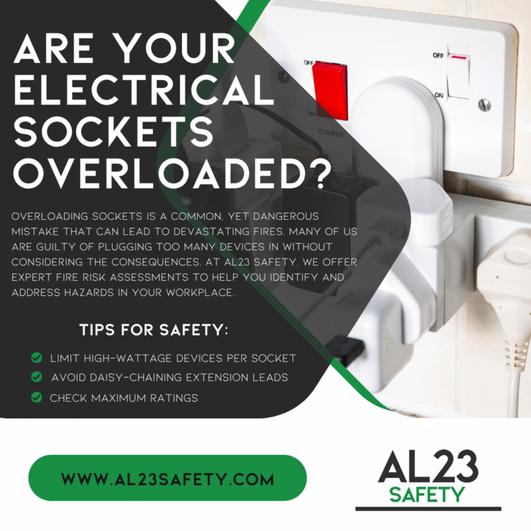 Overloading electrical sockets is a prevalent yet often overlooked fire risk, with serious consequences that can lead to fires, electrical shocks, and damage to wiring. At AL23 Safety, we understand that prevention is key in the domain of fire safety. This article delves into the dangers of overloading sockets, offers practical advice for preventing these risks, and explores how our services can help you achieve a safer working environment. When appliances draw more current than a socket can handle, overheating occurs, leading to potential fires. High-wattage items, such as kettles and heaters, should not be connected to a single outlet or extension lead. Understanding the limits of your electrical capacity is crucial. There are several warning signs that indicate you may be experiencing an overload. If any socket feels hot to the touch or there are burnt marks or buzzing sounds, it's essential to address these indicators promptly. By taking action now, you can prevent a potential disaster. At AL23 Safety, our team of expert consultants provides thorough fire risk assessments tailored to your unique business needs. We educate clients on best practices for electrical safety and implement effective fire strategies that ensure compliance with UK legislation. To enhance your business's safety, it is vital to spread the electrical load across adequate circuits and avoid using multiple adapters in one socket. Our team can guide you in installing more outlets and ensuring your workplace is up to standard. By proactively managing electrical risks, your business can create a safer and more compliant environment, allowing you to focus on productivity without fear. For comprehensive support in electrical safety and fire risk management, explore our services at AL23 Safety. #FireSafety #ElectricalSafety #AL23Safety #FireRiskAssessment