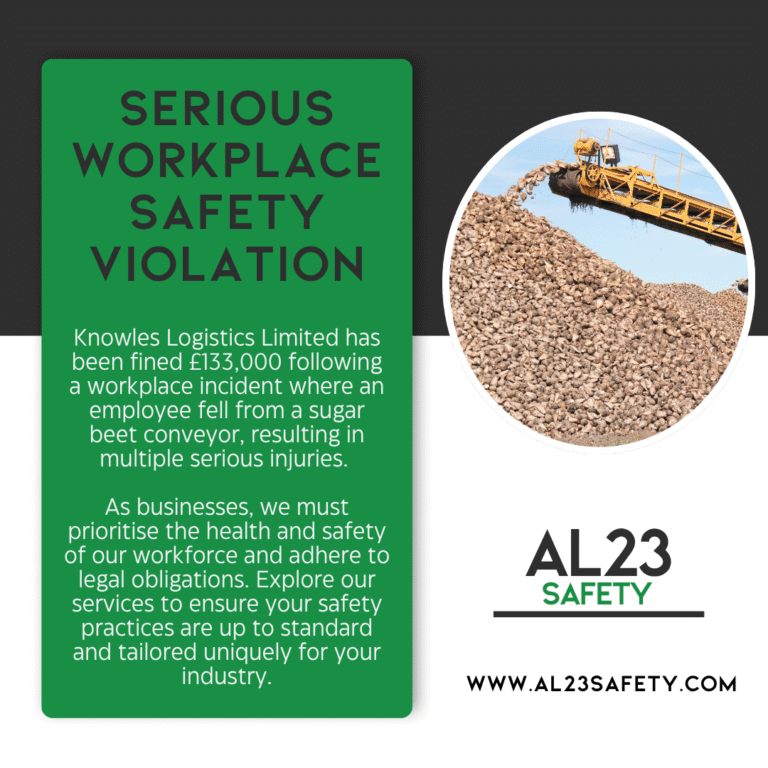 In the dynamic landscape of workplace safety, the recent incident involving Knowles Logistics Limited serves as a stark reminder of the importance of rigorous health and safety protocols. A £133,000 fine for the logistics company following a serious incident illustrates the potential consequences of inadequate safety measures in the workplace. Understanding the full scope of health and safety compliance starts with risk assessment and understanding the legal expectations set out by the Health and Safety Executive (HSE). The case involved an employee who experienced life-threatening injuries after falling from a sugar beet conveyor while attempting to clear a blockage. This incident sheds light on critical components of safety management, including the necessity of established protocols to manage hazards effectively. When conducting risk assessments, businesses must look beyond mere compliance with legal frameworks. A comprehensive approach involves evaluating all potential hazards, including the risks associated with work at height, as highlighted by the HSE’s guidelines. Comprehensive risk assessment and management strategies are vital for identifying potential hazards and establishing a safe working environment. Given that falls from height are one of the leading causes of workplace fatalities, businesses must not only adhere to legal obligations but also foster a strong culture of safety. Education and training play crucial roles in mitigating risks and ensuring employees are equipped to respond effectively to emergencies. Moreover, tailored safety strategies can significantly reduce the chance of incidents occurring. Expert consultancy services can provide invaluable insights and structured plans to adapt safety protocols based on the unique requirements of each business. To further demonstrate the value of expertise in health and safety, consider the recent incident where Knowles Logistics failed to implement a safe system of work. This oversight not only led to severe injuries for the employee but also substantial financial penalties for the company, illustrating the real costs of neglecting proper safety measures. In conclusion, ensuring workplace safety is not solely about compliance; it’s about cultivating a proactive approach to identifying and managing risks to protect employees and promote a healthy working environment. For businesses striving to achieve the highest levels of safety and compliance, investing in professional health and safety consultancy services is key. Visit our services to find out how we can support your business in these critical areas.