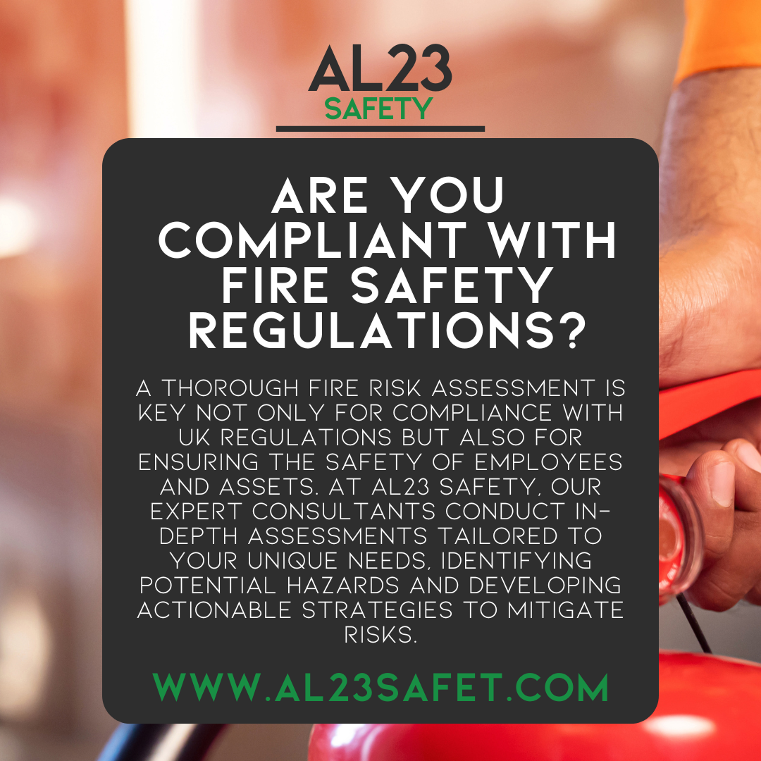 **Understanding the Importance of Fire Risk Assessments for Your Business** Fire safety is a critical concern for businesses across all industries, and in the UK, it's a legal requirement to conduct fire risk assessments. A fire risk assessment is a systematic evaluation of your company's premises to identify potential fire hazards, determine the level of risk, and implement control measures to ensure compliance with the Regulatory Reform (Fire Safety) Order 2005 (RRO). ### What is a Fire Risk Assessment? A fire risk assessment is designed to pinpoint areas of concern that could lead to fire incidents within the workplace. It involves evaluating the premises, assessing fire safety measures in place, and identifying potential hazards, including sources of ignition, fuel, and oxygen. ### Why Is It Essential? 1. **Compliance with UK Legislation**: The RRO mandates that every employer must conduct a fire risk assessment and keep it up to date. Non-compliance can result in hefty fines and legal repercussions. 2. **Protection of Life and Property**: A robust fire risk assessment helps to ensure the safety of employees and visitors, minimising the risk of injury or loss of life. 3. **Maintaining Business Continuity**: Fires can severely disrupt business operations. Identifying and mitigating risks enables you to maintain productivity and safeguard your company’s reputation. ### The AL23 Safety Approach to Fire Risk Assessment At AL23 Safety, we take a comprehensive approach to fire risk assessments, tailored to the unique needs of each business. Our experienced consultants will: - **Conduct Site Inspections**: We physically inspect your premises to identify potential fire hazards and evaluate existing measures. - **Engage with Staff**: Understanding employee perspectives on fire safety helps us identify overlooked risks and improve safety culture. - **Provide Detailed Reporting**: After assessing the site, we provide a comprehensive report detailing our findings and recommendations. - **Develop Action Plans**: Based on our assessment, we create actionable strategies to mitigate identified risks, ensuring clear implementation steps. ### Real-World Impacts We've worked with clients across various sectors, from retail to manufacturing, who have experienced significant improvements in safety compliance and fire preparedness after implementing our recommendations. For example, one client, a mid-sized manufacturing firm, had not conducted a fire risk assessment in over three years. After our intervention, they were able to identify several critical hazards and subsequently reduce their risk levels, resulting in enhanced safety for their employees. ### Conclusion A fire risk assessment isn't just about compliance; it's about fostering a culture of safety within your organisation. AL23 Safety is here to guide and support you in this crucial aspect of health and safety management. For tailored fire safety solutions and expert advice, contact us today to find out how we can assist you in creating a safer working environment. ### Call to Action Visit our services pages to learn more about how we can help you with compliance, training, and risk management.