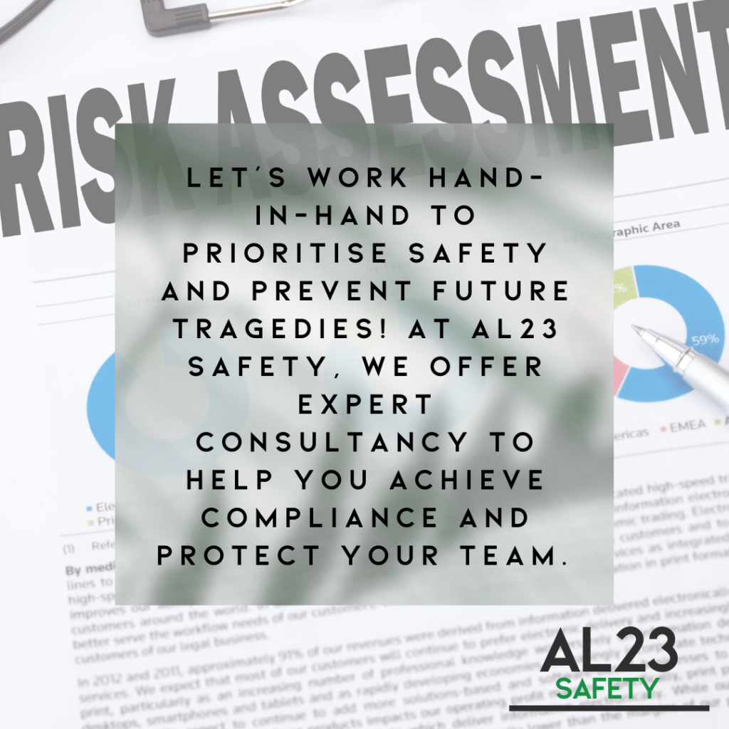 Title: Learning from Tragedy: The Crucial Importance of Risk Assessments in the Workplace In the world of health and safety, the recent case of Ward Bros (Malton) Ltd underscores the tragic consequences of neglecting proper safety protocols in the workplace. More than just a legal obligation, adequate safety measures can mean the difference between life and death. On January 8, 2019, a young employee named Gary Lee James lost his life due to a series of preventable safety failures during a devanning operation. The investigation revealed that the company had started this work without proper experience, training, or adequate risk assessments. This situation paints a picture of a system that lacked thorough planning—an alarming reminder of the importance of prioritising health and safety. In this blog post, we’ll dissect the details of this tragic incident, the ensuing investigation, and the lessons to be drawn. We’ll discuss the necessity of conducting thorough risk assessments and ensuring effective communication of safety protocols in any workplace environment. 1. Understanding the Risk Assessment Process It is the responsibility of employers to safeguard their employees by identifying risks and implementing suitable control measures. Conducting a comprehensive risk assessment allows businesses to foresee potential dangers and act accordingly. One can never be too diligent when it comes to employee safety. 2. Training and Communication Employees should never be put in situations where they are expected to conduct unfamiliar tasks without adequate training. Proper training must ensure that staff understand the hazards associated with their work and how to mitigate them effectively. Communication of safety protocols should be clear and persistent. 3. Accountability and Supervision Employers are responsible for cultivating a culture of safety, where employees can voice concerns without fear. Supervisors and managers must lead by example and ensure safety measures are appropriately implemented. 4. Preventing Future Incidents The catastrophic consequences of neglecting health and safety regulations should be a wake-up call for all businesses. Safety isn’t merely about compliance; it’s about creating an environment where employees feel safe and valued. At AL23 Safety, we understand that every workplace is unique. Our consultancy services are designed to cater to your specific health and safety needs. By partnering with us, you can ensure your business remains compliant and provides a safe working environment for your team. For more insights on managing risks and enhancing your safety culture, contact our expert team today.