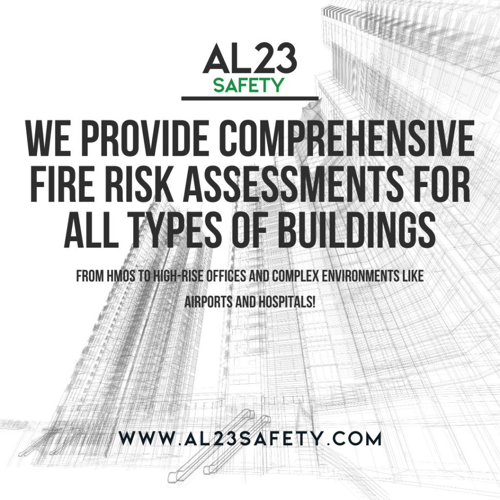 Understanding the Importance of Tailored Fire Risk Assessments in Various Building Types In today's world, workplace safety is paramount. With emerging technology and increasing awareness about fire hazards, businesses must ensure they have a robust fire safety strategy in place. This is where AL23 Safety comes in. Specialising in fire risk assessments, we cater to a multitude of building types including Houses in Multiple Occupation (HMOs), high-rise residential buildings, small office blocks, and complex facilities like airports and hospitals. Why Fire Risk Assessments Matter Fire risk assessments are not merely legal requirements; they are an essential safety measure that can save lives and protect valuable assets. Understanding the unique risks associated with different types of buildings allows businesses to implement tailored safety solutions that align with their specific needs. Assessing Risks in Diverse Environments High-Rise Buildings: Fire risk assessments in high-rise buildings demand specialised knowledge due to various factors such as smoke movement, evacuation routes, and differing fire alarm requirements. At AL23 Safety, our consultants ensure all potential hazards are identified and addressed to ensure compliance. Houses in Multiple Occupation (HMOs): The diverse living arrangements in HMOs require diligent attention to fire safety regulations. Our tailored assessments consider the unique risks posed by shared living spaces and ensure that appropriate safety measures are communicated to all residents. Commercial and Industrial Properties: From small office blocks to large manufacturing sites, fire risk assessments can vary widely. Our team uses hands-on experience to evaluate individual business requirements, enabling effective fire strategies tailored to meet operational demands. Complex Facilities: Properties such as airports and hospitals have unique challenges that require a comprehensive approach to fire safety. Confined spaces, extensive evacuation protocols, and the need for operational continuity make these assessments critical. Ensuring Compliance: Beyond the physical assessment, businesses must navigate the legal landscape concerning fire safety. Failure to comply with regulations can lead to severe penalties and compromised safety. AL23 Safety’s experts are adept at guiding businesses through this complexity, ensuring all obligations are met. Real-Life Impact: One case study involved a large airport that struggled with preparing for potential fire scenarios. Our team executed a thorough fire risk assessment, identifying key vulnerabilities that had previously gone unnoticed. Following our recommendations, the airport improved its fire safety protocols and gained peace of mind to operate seamlessly. Your Partner in Fire Safety: At AL23 Safety, we not only conduct fire risk assessments, but we also develop fire strategies and provide ongoing consulting to ensure that businesses maintain compliance and protect their people. Our commitment to your safety is paramount, and we’re here to support you every step of the way. Get Started Today: Don't leave fire safety to chance. Let us assist you in creating a safer environment. Our tailored solutions are designed with your unique requirements in mind. Contact AL23 Safety today and experience the peace of mind that comes from knowing you’re in safe hands.