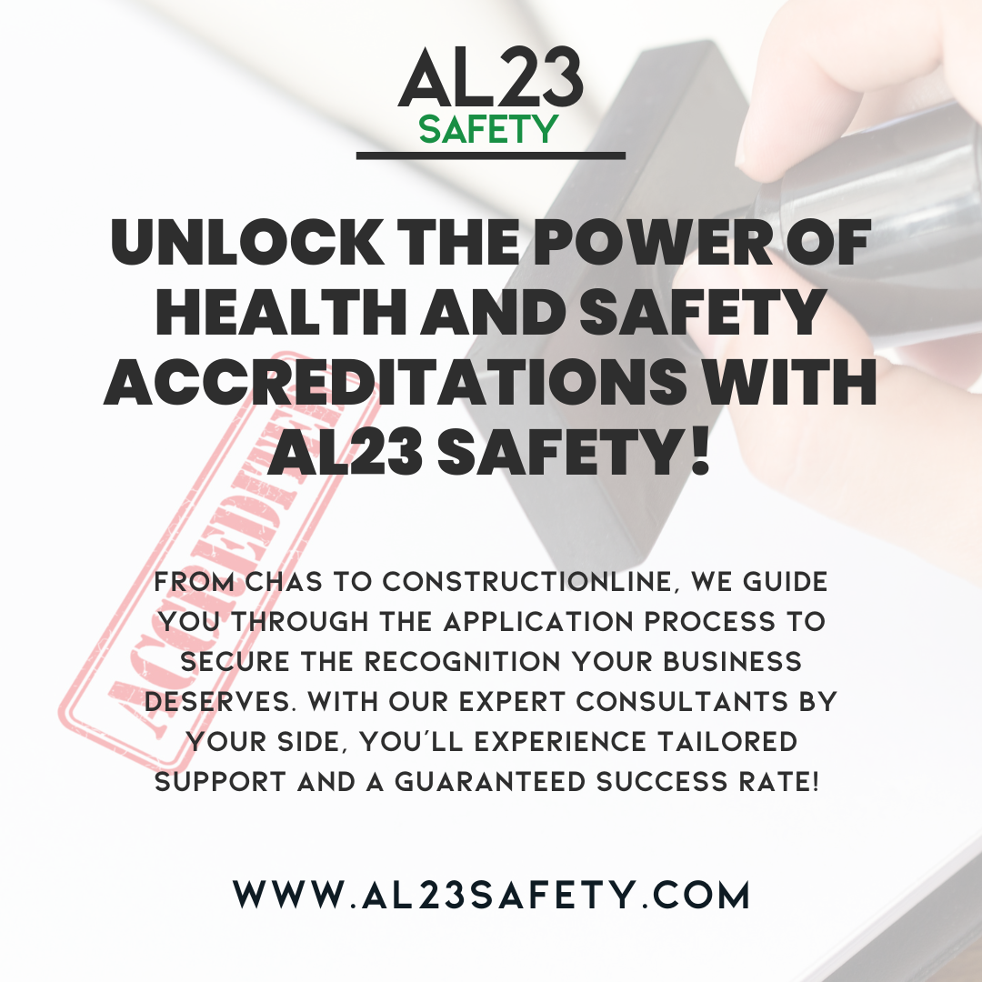 Understanding the Importance of Health and Safety Accreditations In the modern business environment, health and safety accreditations are more crucial than ever. They not only demonstrate a company's commitment to maintaining a safe workplace but also streamline the procurement process and attract potential clients. At AL23 Safety, we specialise in helping businesses navigate the intricacies of various accreditation schemes including CHAS, Safecontractor, Constructionline, Acclaim, SMAS, and SSIP. Each accreditation serves a specific purpose; for instance, CHAS aims to improve health and safety across small to medium-sized businesses, while Constructionline helps companies save time by eliminating the need to repeatedly fill out pre-qualification forms. The sheer number of health and safety schemes can be overwhelming, but our expert team at AL23 Safety is here to simplify the process. From reviewing your current documents to providing on-site assessments, our comprehensive approach ensures that your application is thorough and meets all requirements. Our dedicated consultants work with you to create a tailored plan that not only helps you achieve accreditation but does so efficiently and affordably. With a 100% success rate for businesses we assist, it’s clear that our strong emphasis on personalised support sets us apart in the industry. Whether you are aiming for your first accreditation or looking to renew existing qualifications, our expertise will facilitate your journey. In conclusion, obtaining health and safety accreditations isn’t just about compliance—it’s about investing in your business's future. You can offer peace of mind to clients, ensure workplace safety, and enhance your company’s standing in a competitive market. Reach out to AL23 Safety today to see how we can help you achieve these important milestones. #Accreditations #HealthAndSafety #BusinessCompliance #AL23Safety