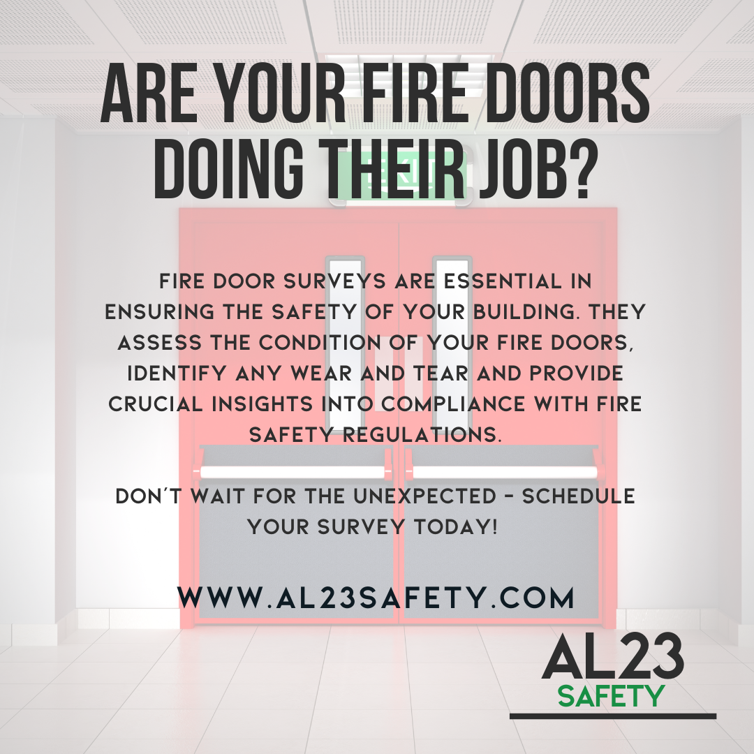 When it comes to fire safety, the importance of fire doors cannot be overstated. They act as critical barriers to smoke and flames, effectively compartmentalizing a fire and allowing occupants more time to evacuate safely. However, like any structural component, fire doors are subject to wear and tear, which necessitates regular inspection and maintenance through thorough fire door surveys. A fire door survey is an evaluation of the condition, suitability, and compliance of fire doors with existing regulations. This process includes assessing hinges, seals, frames, and more to ensure that each door functions as intended. When inadequacies are identified, timely remediation is vital to restore compliance and to maximize safety. There are several key points that underscore the necessity of fire door surveys. First, compliance with the Regulatory Reform (Fire Safety) Order 2005 in the UK mandates that all non-domestic properties must have adequate fire precautions. Fire doors are central to this requirement. Regular surveys allow property owners to ensure compliance while protecting their occupants. Moreover, surveys help to preempt potential hazards. A compromised fire door, whether due to damage or improper installation, may fail during a fire, putting lives at risk. Neglecting these inspections can lead not only to legal repercussions but to tragic consequences. In conclusion, fire door surveys are a non-negotiable aspect of fire safety management that can save lives and protect properties. Ensure your business remains compliant and safe—prioritize regular fire door surveys and maintenance with AL23 Safety.