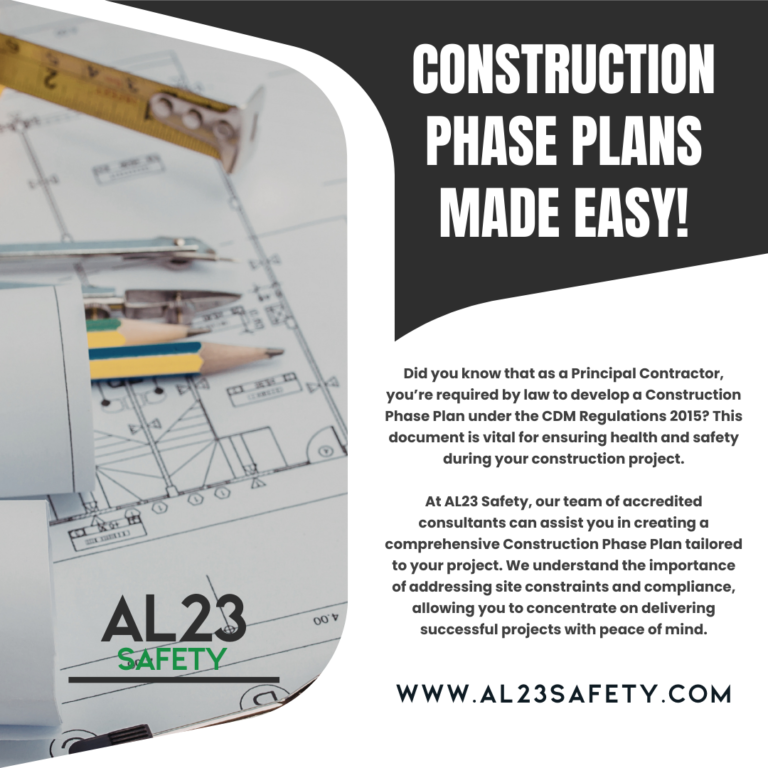 The Importance of Construction Phase Plans in Ensuring Safety Compliance Construction sites are inherently risky environments, and managing those risks effectively is paramount for any Principal Contractor. Under the Construction (Design and Management) Regulations 2015 (CDM), the creation of a comprehensive Construction Phase Plan isn't simply beneficial - it's legally required. But what does this mean for you, and how can you ensure compliance while focusing on delivering successful projects? This blog post will delve into the significance of Construction Phase Plans, exploring their role in risk management, compliance with UK legislation, and why engaging with a specialist consultancy like AL23 Safety can be a game-changer for your business. Understanding Your Responsibilities When appointed as a Principal Contractor, it is your duty to oversee and manage health and safety during the construction phase. This means developing a well-structured Construction Phase Plan that outlines how you will address all aspects of health and safety on-site. At AL23 Safety, we boast a team of accredited consultants with extensive expertise in CDM Regulations. Our first step is to gain a thorough understanding of your project requirements and specific site constraints. We then work collaboratively with you to craft a plan tailored to the unique demands of your construction environment. Streamlining Compliance Efforts Often, a Construction Phase Plan will require supplementary documentation, such as site establishment plans, fire plans, or traffic management plans. Our experienced team can develop all necessary appendices and ensure your plan is comprehensive and compliant, alleviating the burden on you and enabling you to focus on other critical areas of project delivery. Additionally, we provide dedicated CDM advisors to support you throughout your project. Our services extend to undertaking sub-contractor health and safety assessments, attending project team meetings, and carrying out site safety inspections to monitor compliance and address any potential issues proactively. Onsite Training and Beyond Effective communication is foundational to successful implementation of your Construction Phase Plan. To that end, we offer onsite training and toolbox talks that inform and educate your workforce on health and safety practices tailored to your project. This proactive approach not only fosters compliance but contributes to a culture of safety among all personnel involved. In addition to crafting your Construction Phase Plan, we can assist in the production of your Health & Safety File, collate O&M manuals, and ensure that all documentation is complete and accurate, providing you with peace of mind. Conclusion With the complexities of construction projects today, it's crucial to partner with specialists who understand the nuances of health and safety regulations. At AL23 Safety, we take pride in supporting Principal Contractors with tailored Construction Phase Plans that meet legal requirements and enhance site safety. If you have questions about your CDM compliance or would like to discuss your project needs, don’t hesitate to reach out to our knowledgeable team. We’re here to help you navigate the complexities of health and safety effectively, allowing you to focus on what you do best - delivering exceptional projects.
