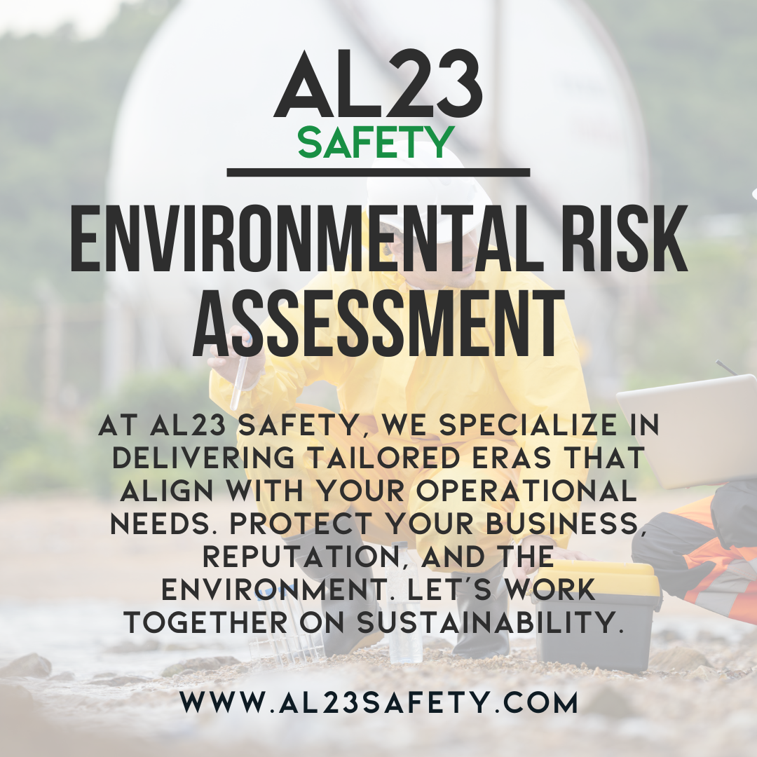 Understanding the Importance of Regular Environmental Risk Assessments for Businesses In an era where sustainability and environmental responsibility are at the forefront of public consciousness, businesses must ensure that they manage their environmental impacts effectively. This begins with understanding the importance of Environmental Risk Assessments (ERAs). An Environmental Risk Assessment is an essential process that examines the potential impact of your business activities on the surrounding environment. With UK legislation continually evolving, it is vital for organisations to keep their ERAs updated to stay compliant and responsible. In this blog, we will explore why regular ERAs are critical, how they contribute to sustainable business practices, and the steps involved in conducting an effective assessment. Understanding Risk An Environmental Risk Assessment identifies potential hazardous materials, processes, and practices that could impact the environment. By systematically evaluating these factors, businesses can mitigate risks, enhance operational efficiency, and protect their reputations. Legal Compliance One of the most significant reasons to keep your ERA updated is to ensure compliance with UK regulations. Failing to meet legislative requirements can lead to severe penalties, damage to reputation, and even legal action. Regular assessments help demonstrate your commitment to lawful and environmentally-friendly practices. Sustainability and Corporate Responsibility Today’s consumers and stakeholders expect transparency in a company’s environmental practices. An up-to-date ERA demonstrates a company’s commitment to sustainability, serving as a strong foundation for corporate responsibility initiatives. Best Practices for Conducting an ERA 1. Identify Risks: Start by assessing your operations to identify potential environmental hazards. This can include waste management practices, emissions, and the use of hazardous substances. 2. Evaluate Impact: Once you've identified potential risks, evaluate their potential impact on the environment. This will inform your risk management strategies. 3. Develop Control Measures: After identifying and assessing risks, develop control measures to mitigate these risks. This could involve implementing better waste practices, upgrading equipment, or employee training. 4. Regular Reviews: ERAs should not be a one-off task. Establish a schedule for regular reviews to ensure compliance and continuous improvement. 5. Documentation and Reporting: Maintaining comprehensive documentation of your ERA process is crucial. This should include your findings, risk management strategies, and any measures taken to address identified risks. Conclusion In today's business climate, the importance of Environmental Risk Assessments cannot be overstated. By keeping your ERAs updated, you not only comply with regulations but also contribute to a sustainable future. AL23 Safety is dedicated to helping businesses navigate the complexities of ERAs and enhance their environmental practices. Reach out to learn more about our tailored solutions and support services aimed at improving your environmental compliance and sustainability.
