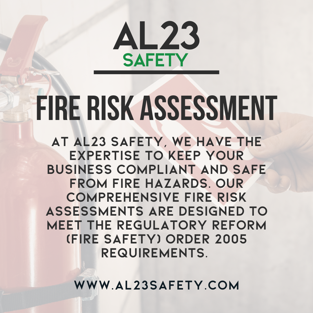 Fire Safety and Prevention: The Importance of Fire Risk Assessments for UK Businesses In the fast-paced world of business, ensuring a safe working environment is non-negotiable. One of the key legal requirements under The Regulatory Reform (Fire Safety) Order 2005 is the obligation for fire risk assessments. Undertaking this assessment is not merely about fulfilling a regulatory tick-box; it’s about genuinely protecting your employees and assets from the threat of fire. A fire risk assessment serves multiple purposes. Firstly, it helps identify potential fire hazards within your premises. This could be anything from faulty electrical equipment to combustible materials improperly stored. Secondly, it evaluates the likelihood of such hazards causing harm and identifies individuals at risk, considering factors like mobility issues among staff. Once the risks are identified, a fire risk assessment allows you to implement and review control measures effectively. Creating an action plan is essential, detailing steps to eliminate or reduce identified risks. This not only ensures compliance but also helps cultivate a culture of safety in the workplace. At AL23 Safety, we understand that every business is unique. Our expert fire safety consultants take the time to assess your specific needs, ensuring tailored solutions are developed. This could include developing fire evacuation strategies, implementing fire safety training, and ensuring all fire safety equipment is correctly maintained. Ultimately, the peace of mind that comes from knowing that your workplace is fire-safe cannot be overemphasised. By investing in a thorough fire risk assessment, you are also investing in the well-being of your employees and the longevity of your business. To find out more about how AL23 Safety can assist you in developing a robust fire safety strategy, visit our services page for comprehensive information tailored to your business needs.